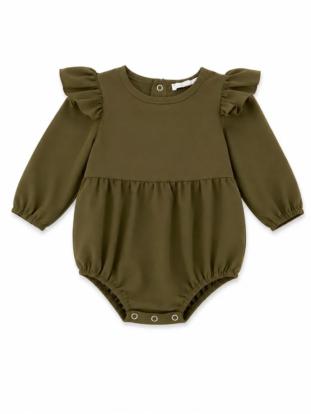 Bailey’s Blossoms Olive Flutter Sleeve Bubble Romper 3-6M Baby Girl